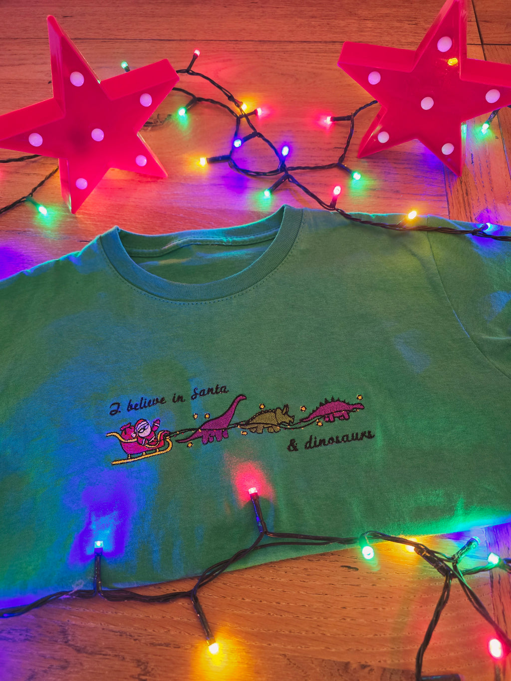 Christmas Santa & Dinosaurs Tee